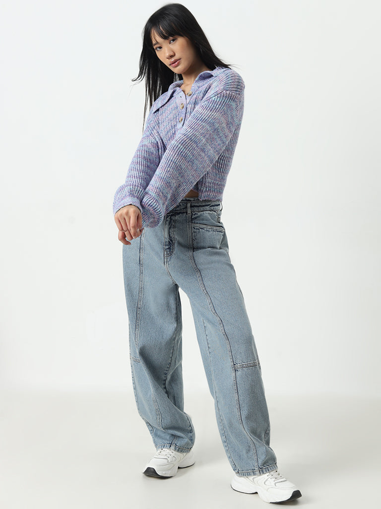 Nuon Light Blue Relaxed-Fit High-Rise Jeans