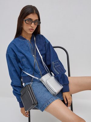 Nuon Dark Blue Colour-Blocked Denim Jacket