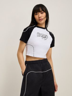 Nuon White Text Printed Cotton-Blend T-Shirt