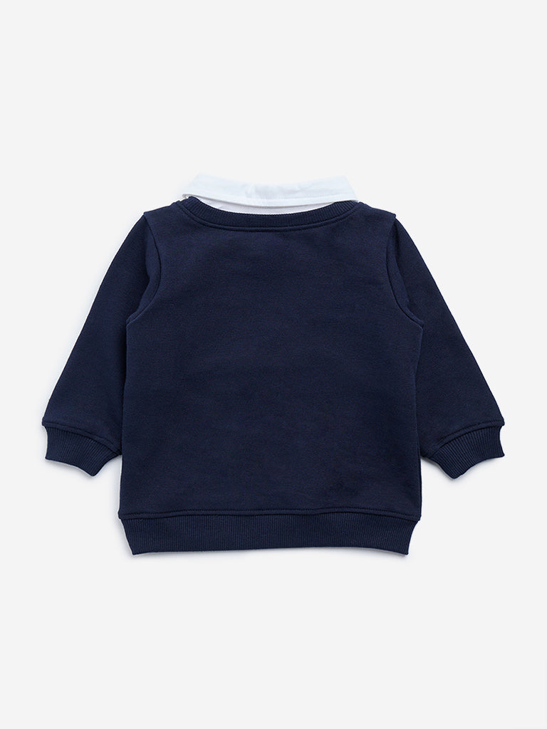 HOP Baby Navy Christmas-Themed Cotton-Blend Sweatshirt - Image 2