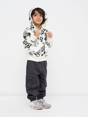 HOP Kids Off-White Printed Cotton-Blend Hoodie