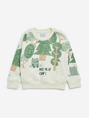 HOP Kids Off-White Nature-Inspired Cotton-Blend Sweatshirt