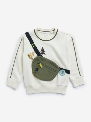 HOP Kids Off-White Fanny Pack Detailed Cotton-Blend Sweatshirt