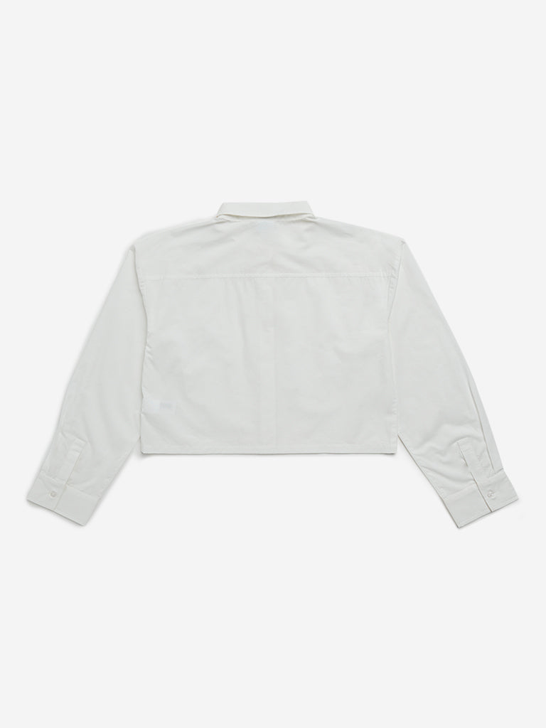 Y&F Kids White Embellished Cotton Shirt - Image 2
