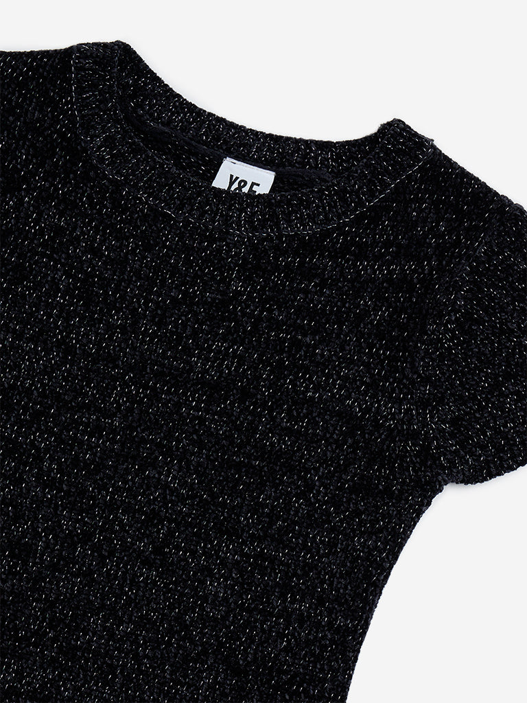 Y&F Kids Black Knitted Bodycon Dress - Image 4