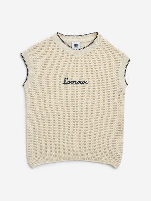 Y&F Kids Off-White Knit-Textured Cotton Top