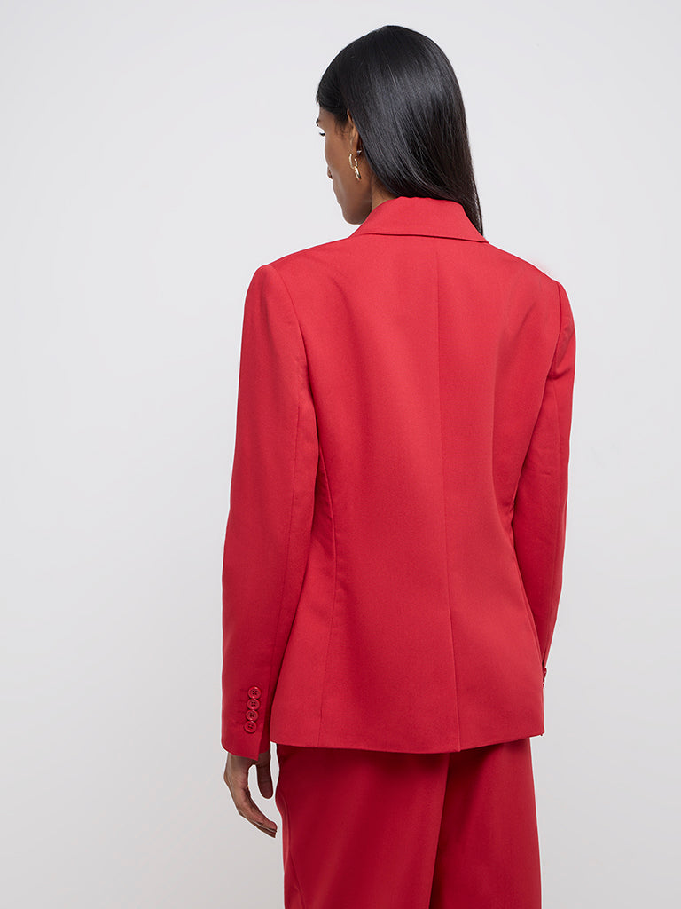 Wardrobe Red Solid Blazer - Image 4