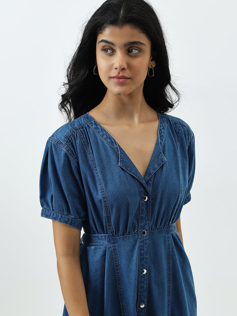 LOV Blue Denim Style Shirt Dress - Image 2