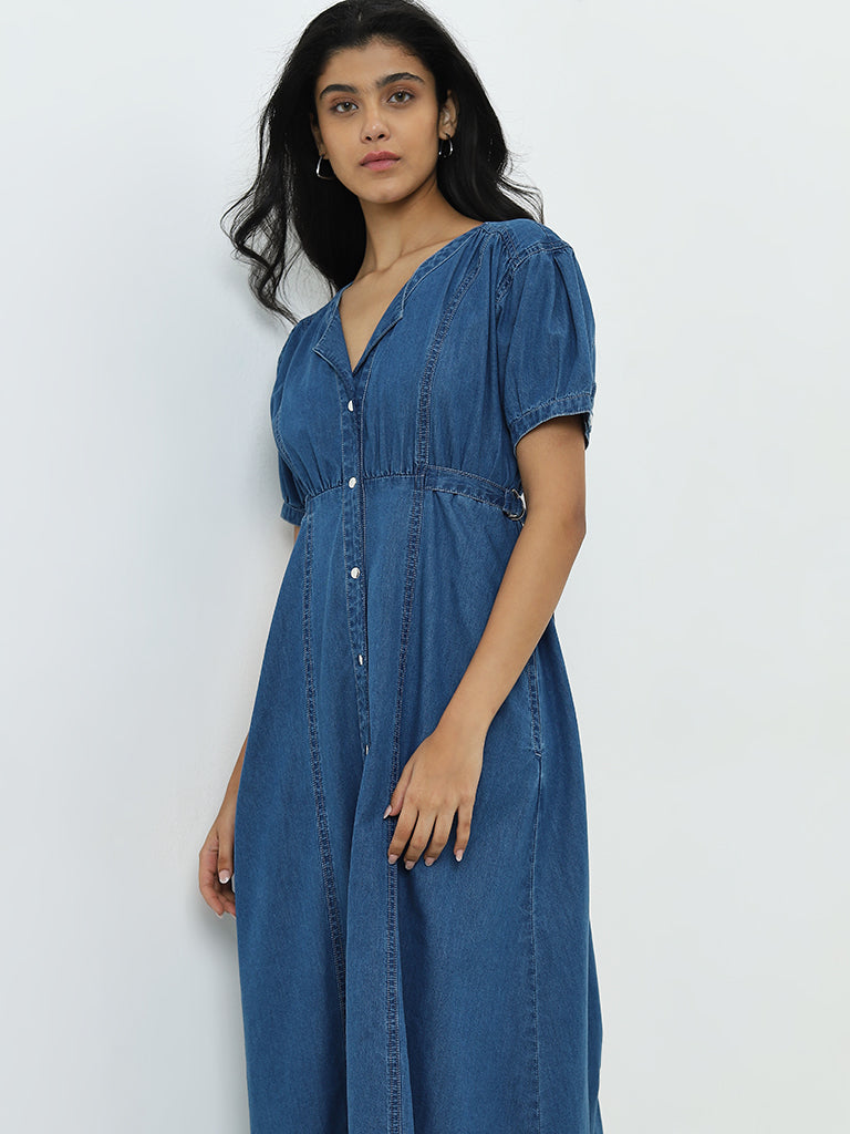 LOV Blue Denim Style Shirt Dress - Image 3