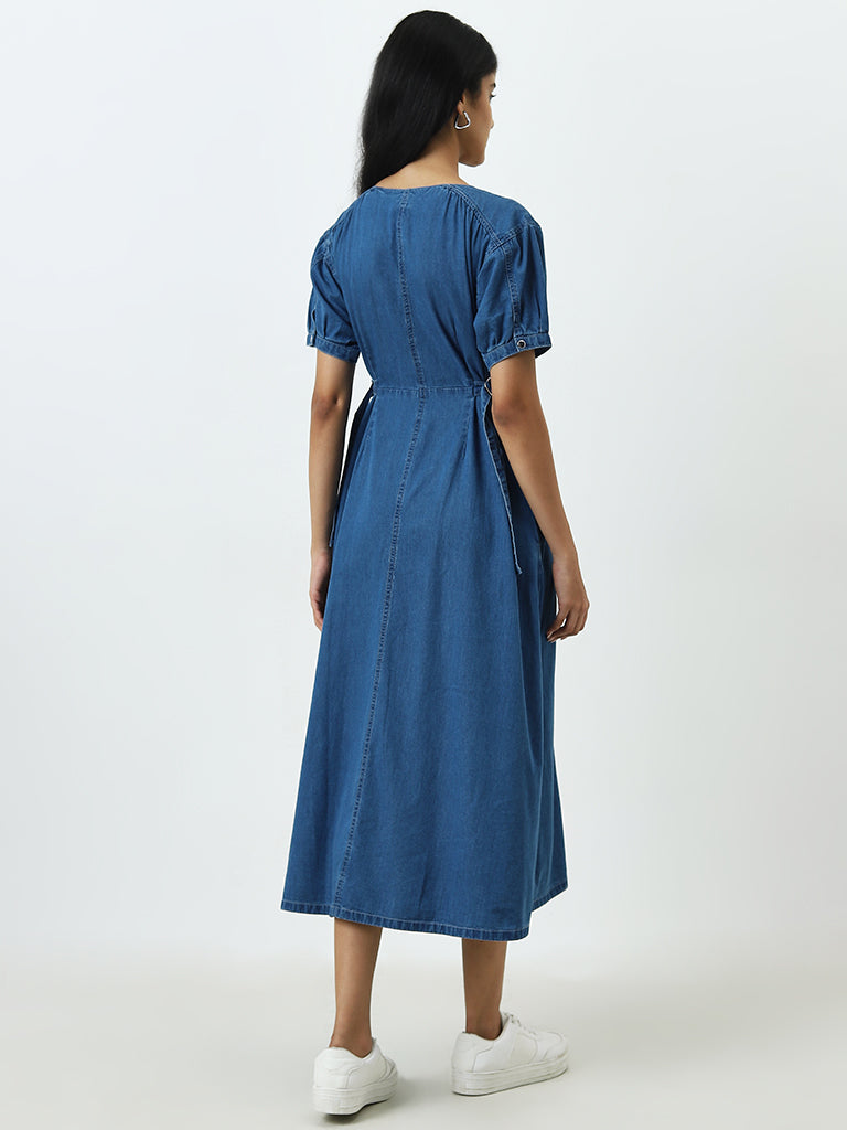 LOV Blue Denim Style Shirt Dress - Image 4