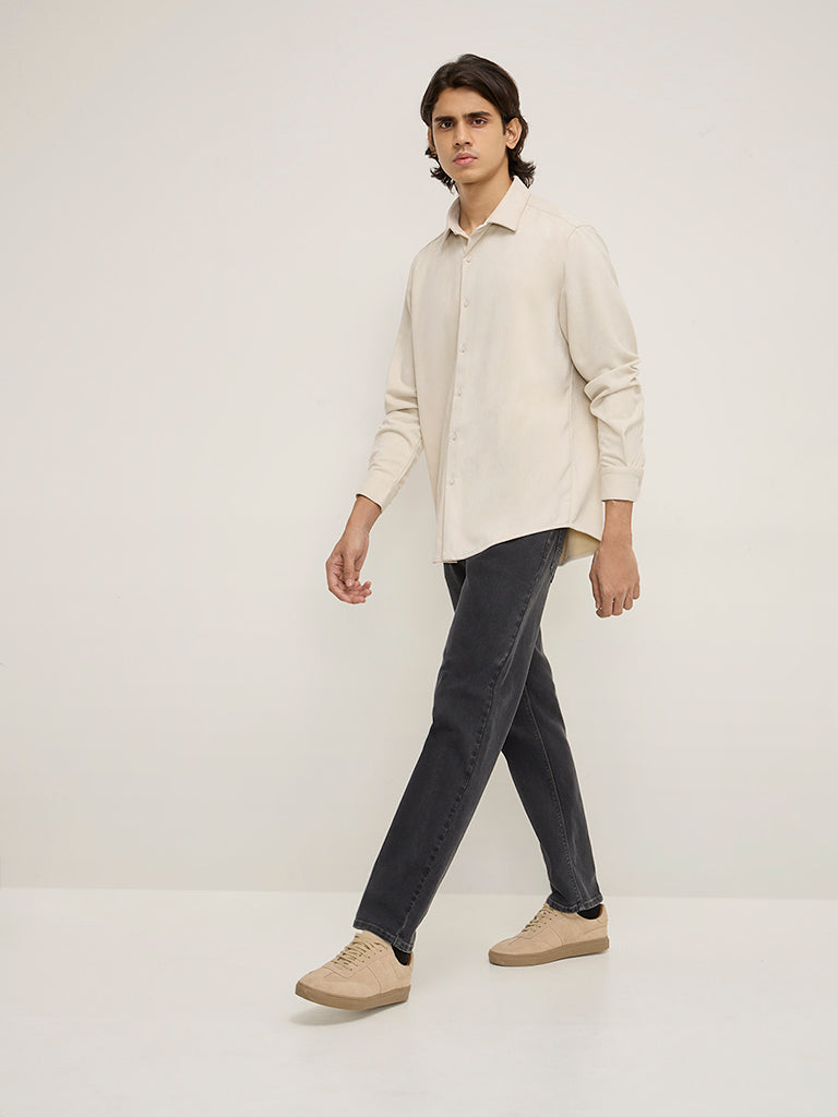 Ascot Beige Faux-Suede Relaxed-Fit Shirt - Image 4