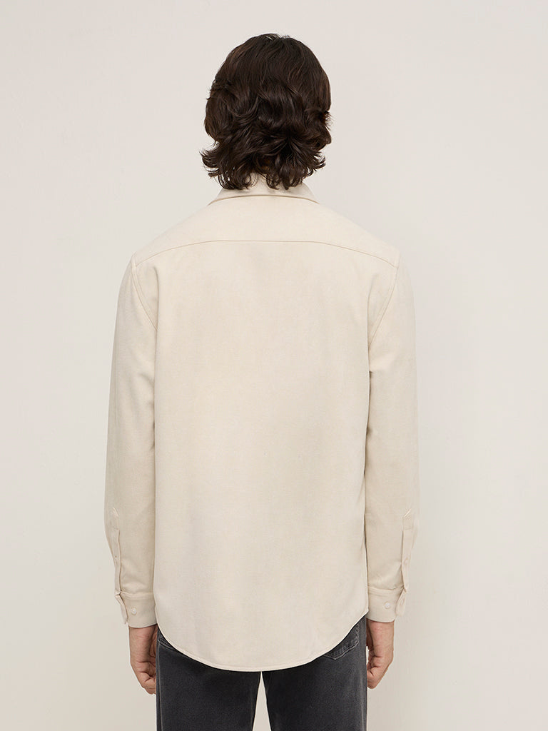 Ascot Beige Faux-Suede Relaxed-Fit Shirt - Image 5