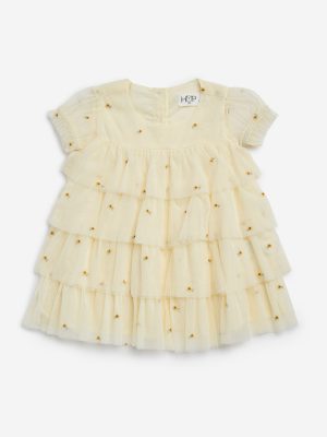 HOP Baby Yellow Ruffled Tiered Dress