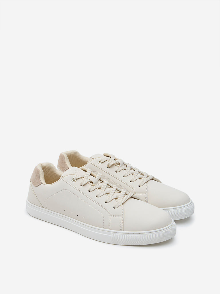 LUNA BLU Ivory Perforated Lace-Up Sneakers - Image 2