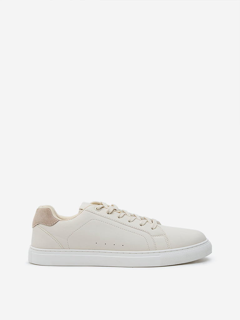 LUNA BLU Ivory Perforated Lace-Up Sneakers