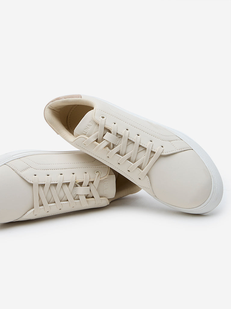 LUNA BLU Ivory Perforated Lace-Up Sneakers - Image 3