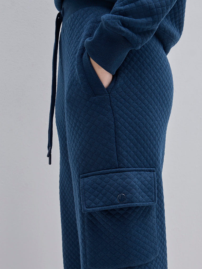 Studiofit Teal Quilted High-Rise Track Pants - Image 2