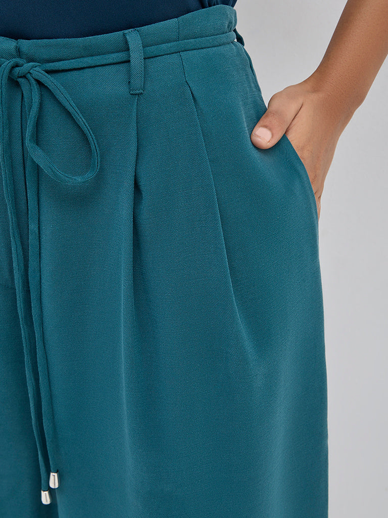 LOV Teal Wide-Leg High-Rise Trousers - Image 2