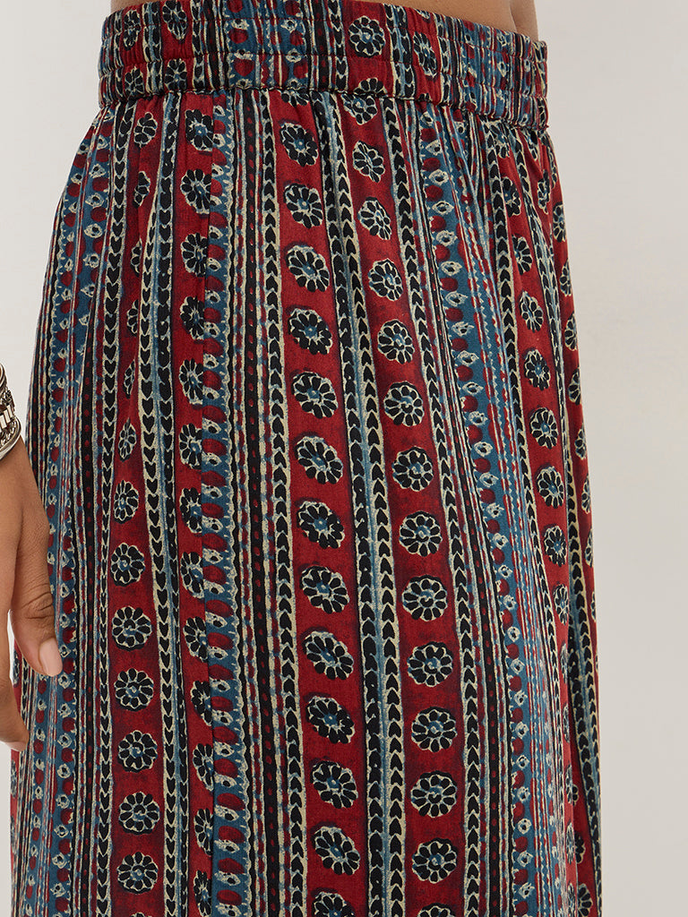 Utsa Red Striped High-Rise Palazzos - Image 5