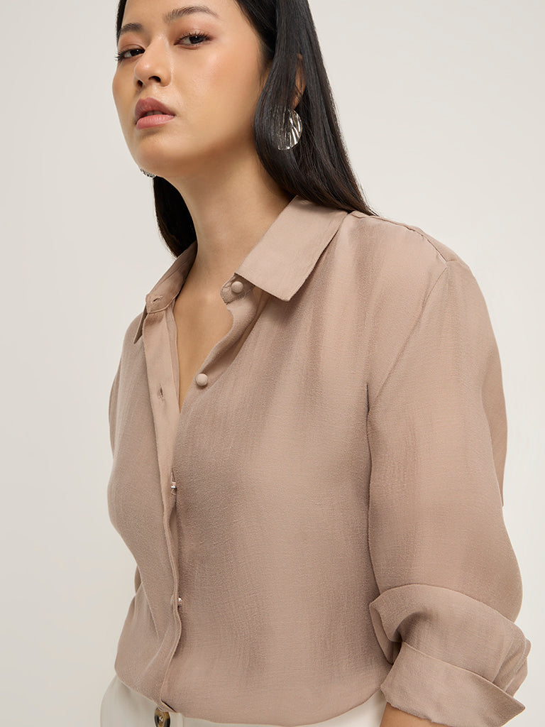 Wardrobe Beige Shirt with Camisole - Image 2