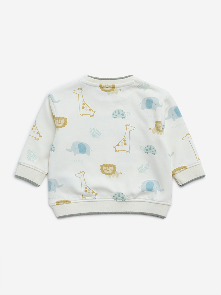 HOP Baby Off-White Animal Printed Cotton-Blend Sweatshirt - Image 2