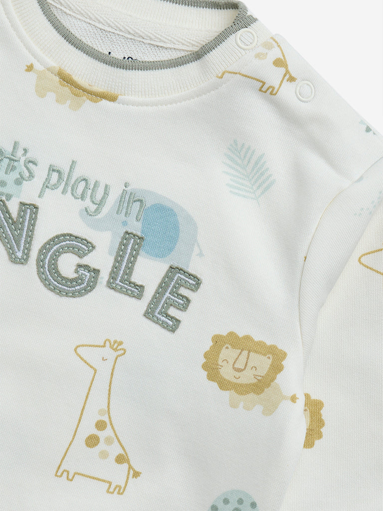 HOP Baby Off-White Animal Printed Cotton-Blend Sweatshirt - Image 3