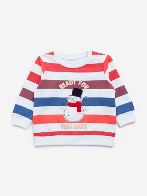HOP Baby Multicolour Striped Cotton Sweatshirt