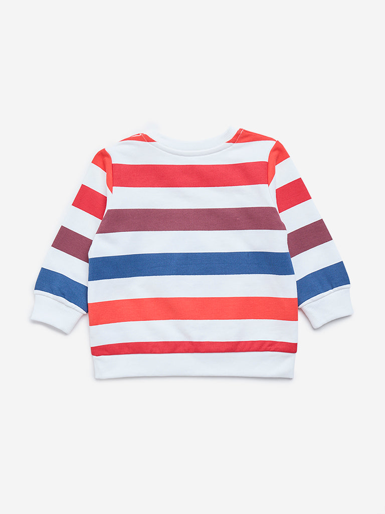 HOP Baby Multicolour Striped Cotton Sweatshirt - Image 2