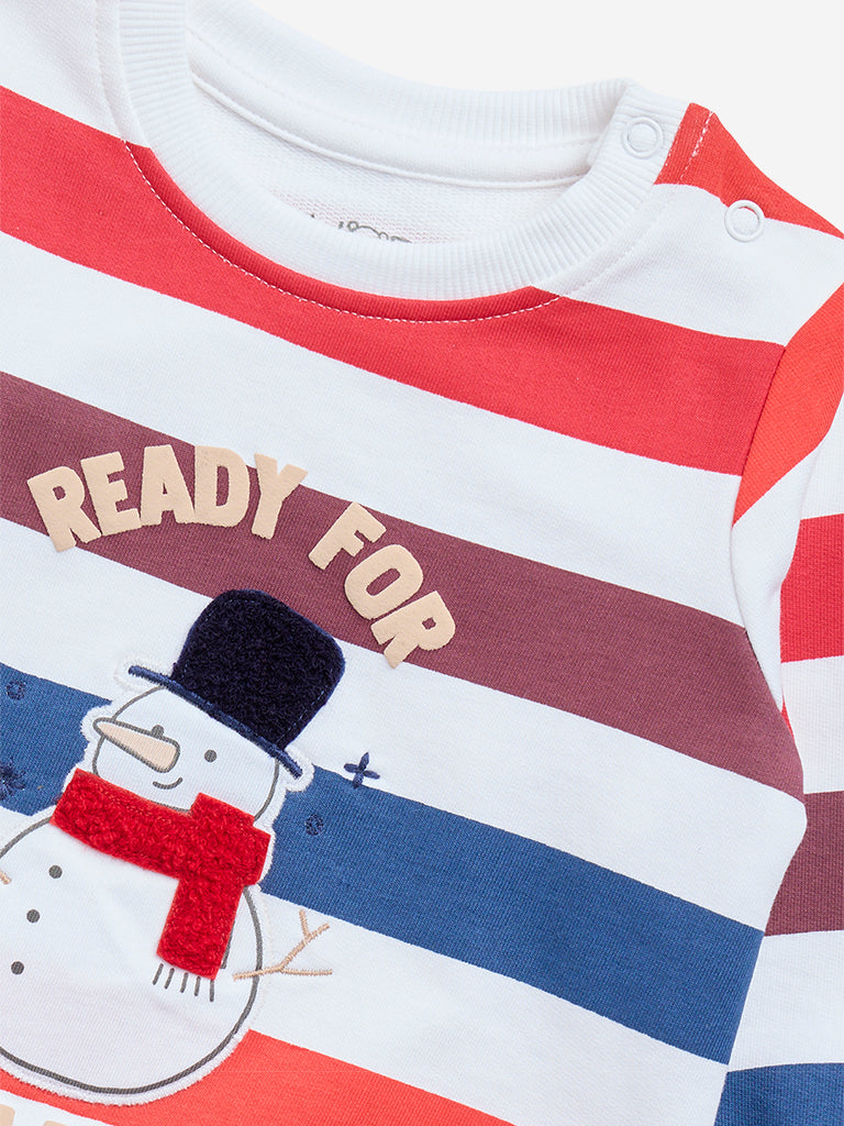 HOP Baby Multicolour Striped Cotton Sweatshirt - Image 3