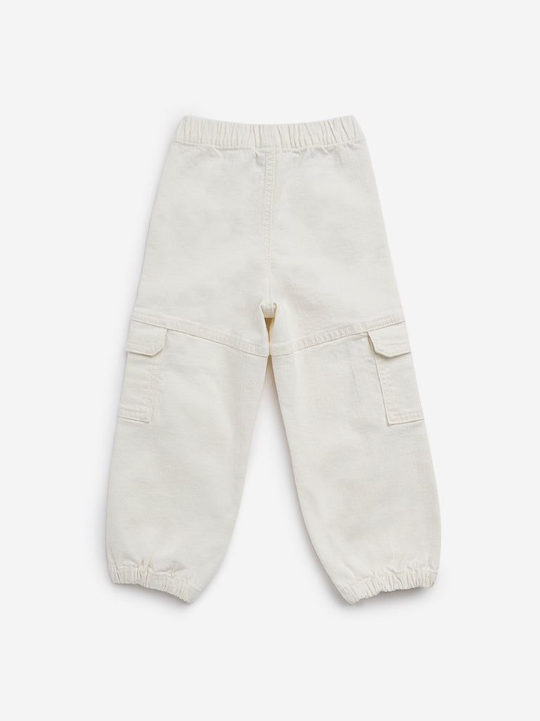 HOP Kids Off-White Floral Mid-Rise Denim Joggers - Image 7