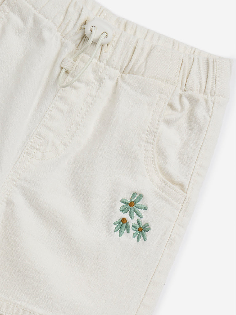 HOP Kids Off-White Floral Mid-Rise Denim Joggers - Image 8