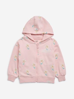 HOP Kids Pink Floral Printed Cotton-Blend Sweatshirt