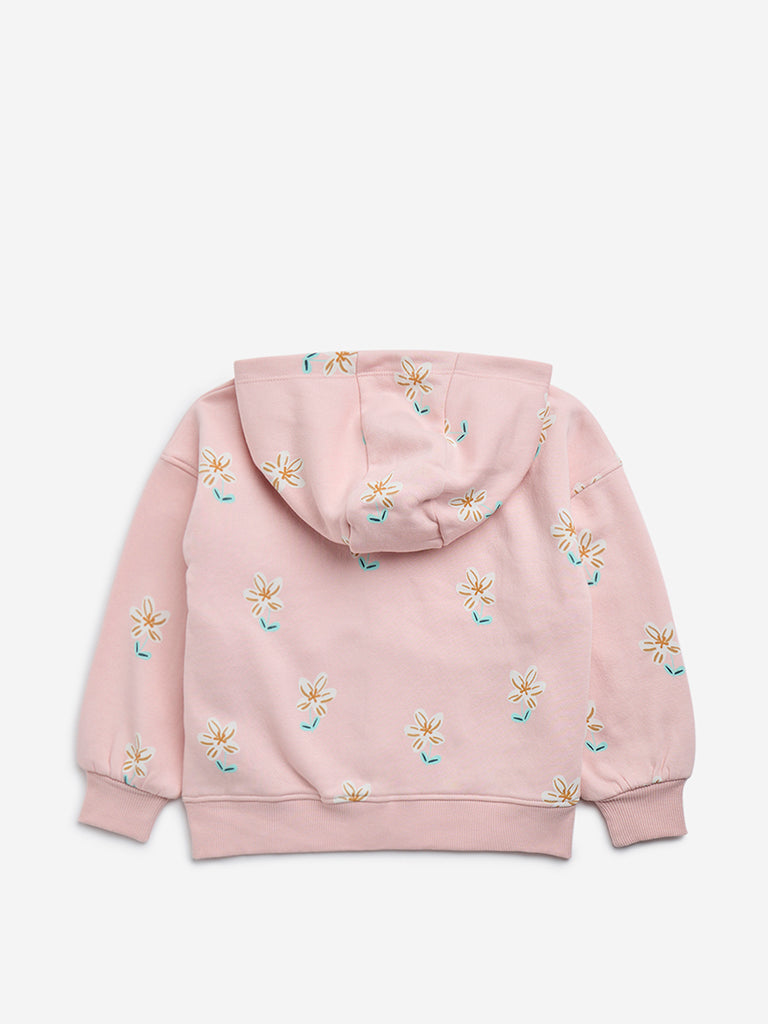 HOP Kids Pink Floral Printed Cotton-Blend Sweatshirt - Image 3