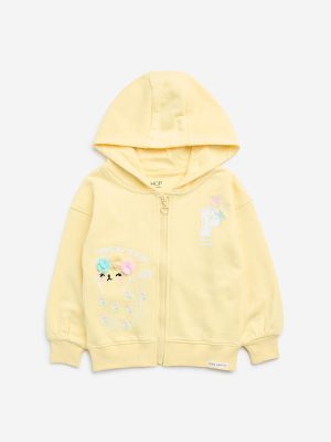 HOP Kids Yellow Animal Design Cotton-Blend Sweatshirt