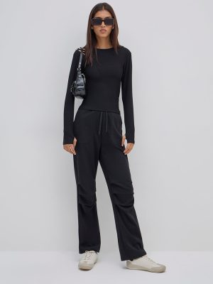 Studiofit Black High-Rise Track Pants