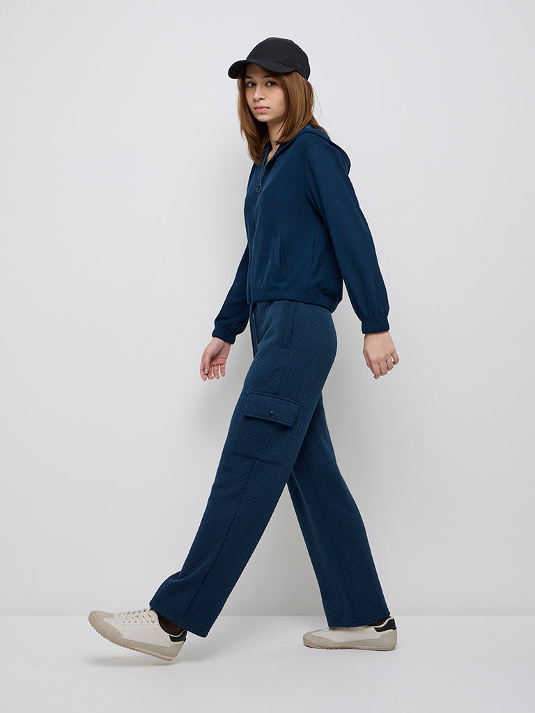 Studiofit Teal Ribbed-Textured Jacket - Image 3