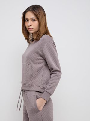 Studiofit Mauve Quilt Textured Sweatshirt