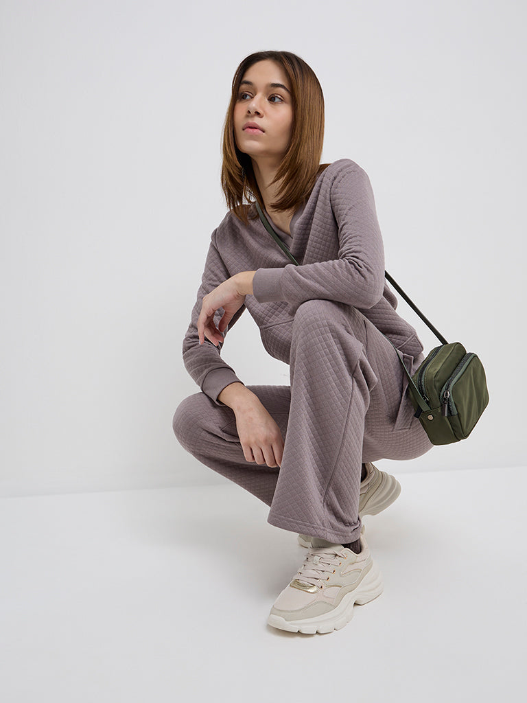 Studiofit Mauve Quilt Textured Sweatshirt - Image 4