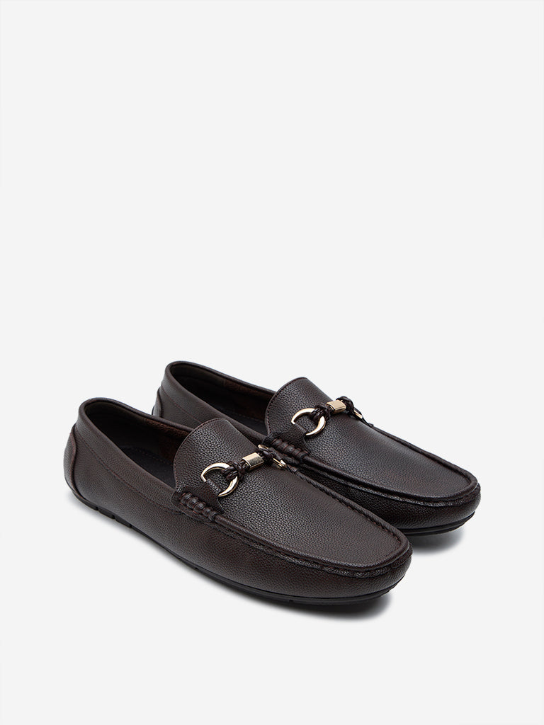 SOLEPLAY Dark Brown Metal Detailed Loafers - Image 2