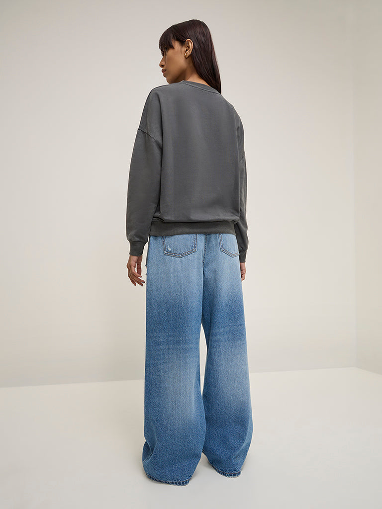 Nuon Charcoal Printed Cotton Sweatshirt - Image 4