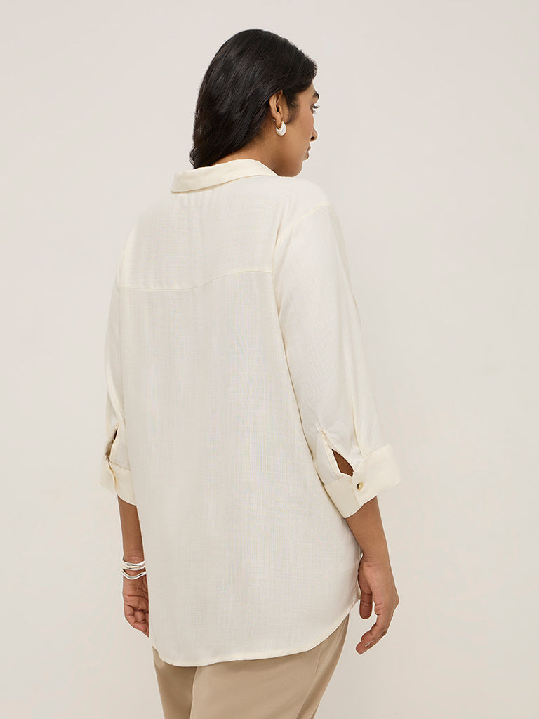 Gia Off-White Floral Embroidered Shirt - Image 4