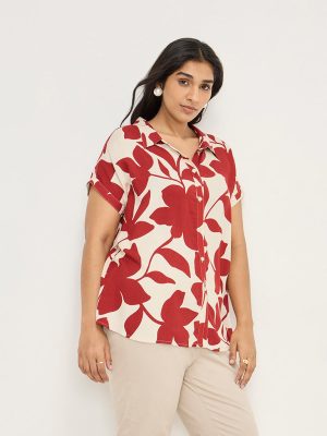 Gia Red Floral Printed Shirt