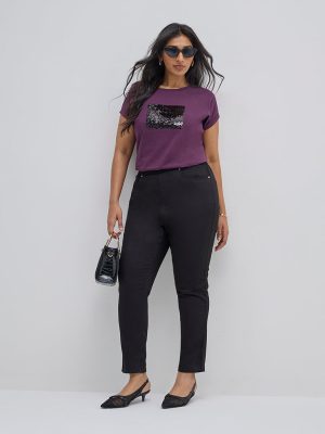 Gia Black Solid High-Rise Cotton-Blend Jeggings