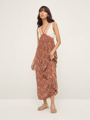 Bombay Paisley Rust Paisley Print Empire Line Dress