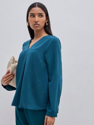 Wardrobe Teal Crinkle Top