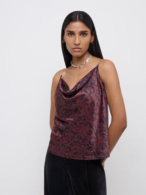 Wardrobe Burgundy Animal Printed Top