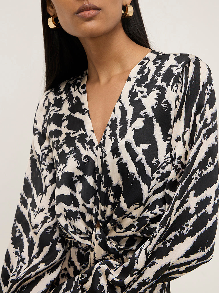 Wardrobe Black Animal Printed A-Line Dress - Image 2