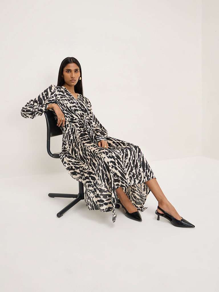 Wardrobe Black Animal Printed A-Line Dress - Image 3