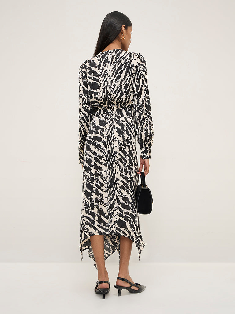 Wardrobe Black Animal Printed A-Line Dress - Image 4