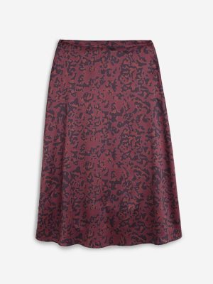 Wardrobe Burgundy Abstract Design High-Rise Skirt